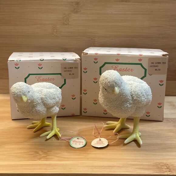 Set of 2 Department 56 Easter 1995 Hand Painted Bisque Porcelain Chicks w/ Boxes - Picture 1 of 12